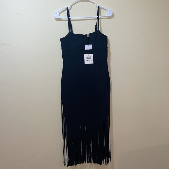 Women’s New Herve Leger x Forever 21 Transparent Black Bustier Fringe Bustier Ba - Picture 6 of 14